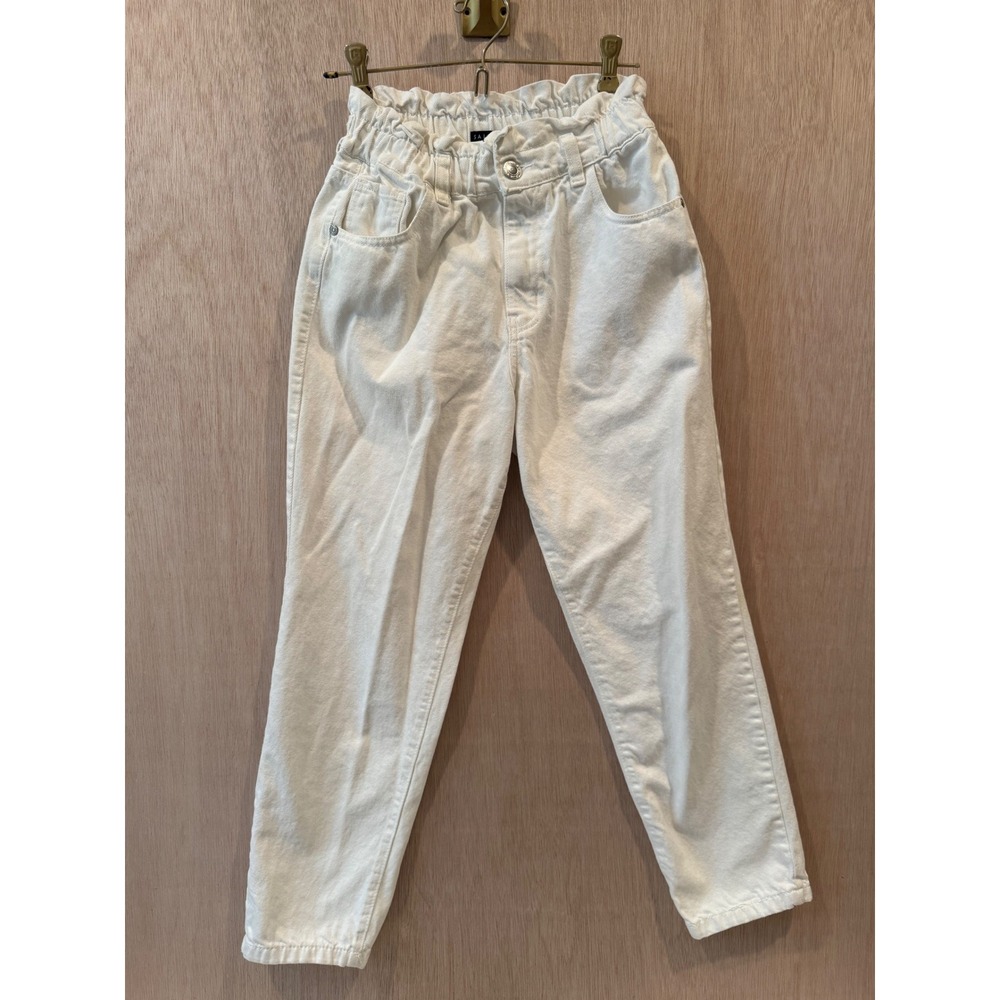 Salsa Womens White Elastic Paperbag Waist Tapered Leg Denim Jeans Size 28